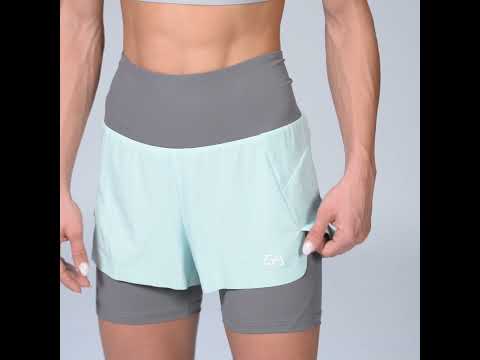 Image of Activewear 2in1 Color Block Running Shorts for Women